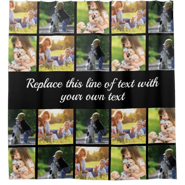 Personalisieren von Foto-Collage und Text Duschvorhang (Vorderseite)