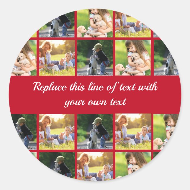 Personalisieren von Foto-Collage und Text Runder Aufkleber (Vorderseite)