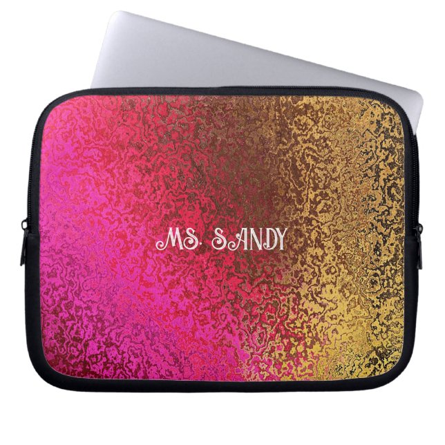 Personalisieren von Namensaktien in Lila & Gold Laptopschutzhülle (Vorderseite)