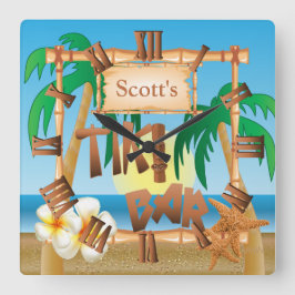 Personalisieren von Tiki Bar Design Quadratische Wanduhr