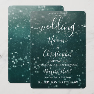 Personalisieren: Waldgrüne Bokeh-Hochzeit Einladung