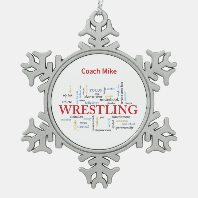 Personalisieren, Wrestling Coach Vielen Dank in Wo Schneeflocken Zinn-Ornament (Vorderseite)