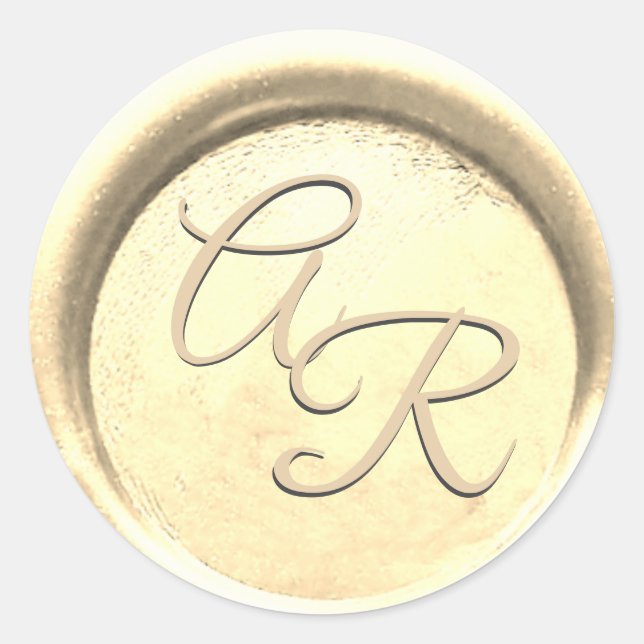 *~* PERSONALISIEREN YELLOW GOLD Wax Siegel Hochzei Runder Aufkleber (Vorderseite)
