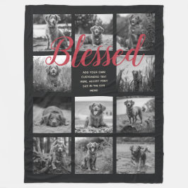 Personalisiert 11 FotoCollage BLESSED Black Fleecedecke