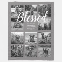 Personalisiert 11 FotoCollage BLESSED Gray Fleecedecke