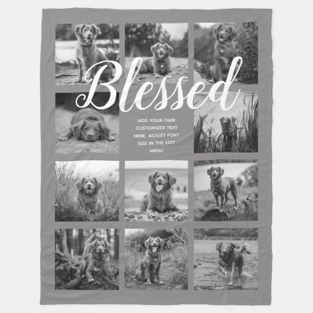 Personalisiert 11 FotoCollage BLESSED Gray Fleecedecke (Vorderseite)