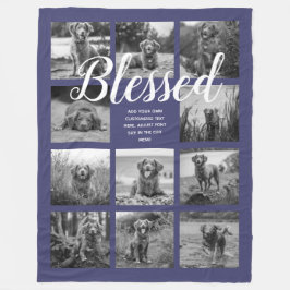 Personalisiert 11 FotoCollage BLESSED Navy Blue Fleecedecke