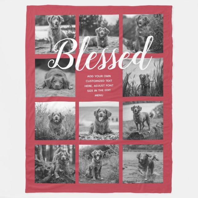 Personalisiert 11 FotoCollage BLESSED Red Fleecedecke (Vorderseite)