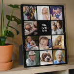 Personalisiert 11 FotoCollage Fotoplatte<br><div class="desc">Personalisierte Bildplakette mit schwarzem Hintergrund, der in jede beliebige Farbe geändert werden kann, 11 Fotos Ihrer Wahl und einer einfachen Textvorlage.</div>