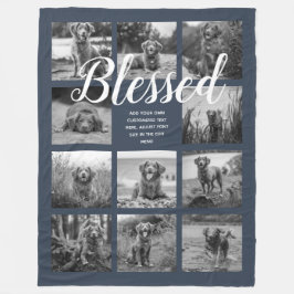 Personalisiert 11 Fotomaterial BLESSED Dark Blue Fleecedecke
