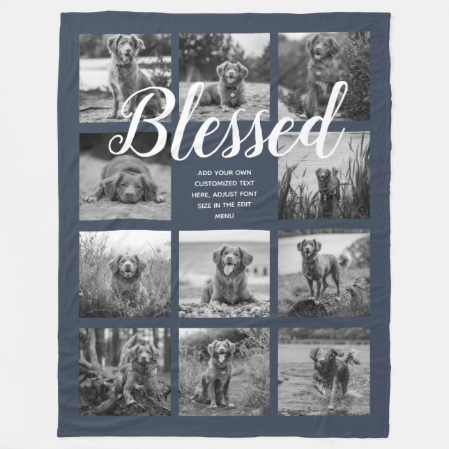 Personalisiert 11 Fotomaterial BLESSED Dark Blue Fleecedecke (Vorderseite)