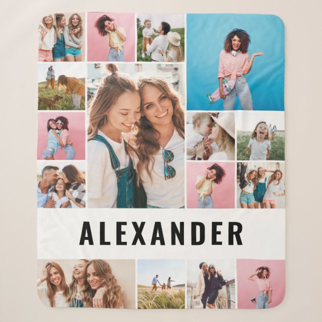 Personalisiert 16 Foto bester Freund modern minima Sherpadecke (Vorderseite)