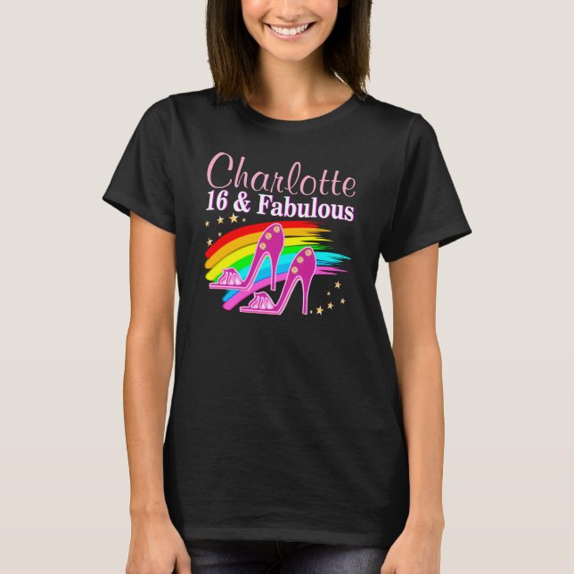 PERSONALISIERT 16 UND FABULOUS GEBURTSTAG APPAREL T-Shirt (Vorderseite)