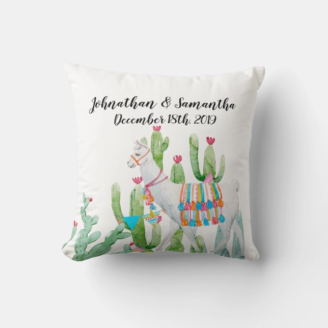Personalisiert 16"x16" Throw Pillow Boho Llama Boh Kissen (Vorderseite)