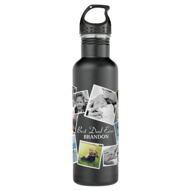 Personalisiert 17 Vater FotoCollage | Vatertag Edelstahlflasche (Vorderseite)