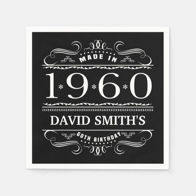 Personalisiert 1960, 60. Geburtstag Serviette (Vorderseite)