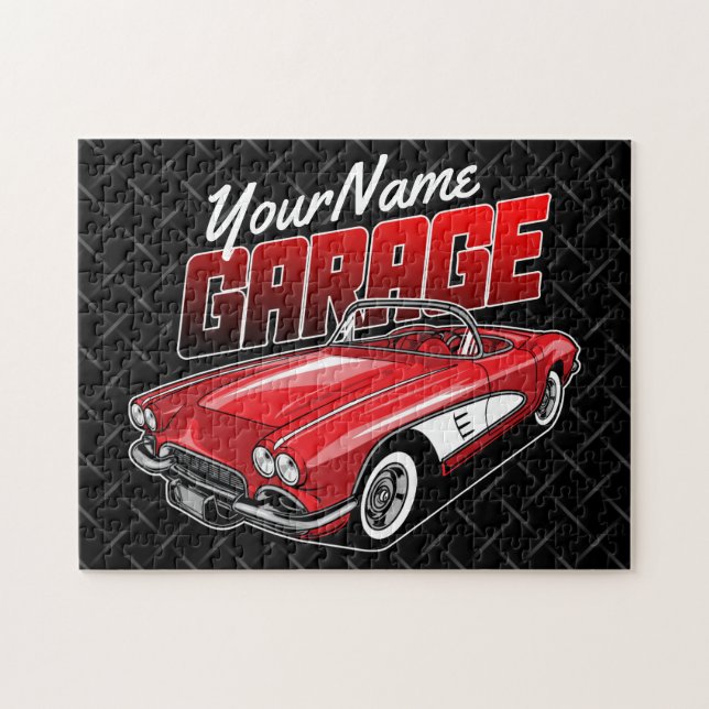 Personalisiert 1961 Red Classic Sports Car Garage (Horizontal)