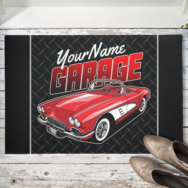 Personalisiert 1961 Red Classic Sports Car Garage Fußmatte (Von Creator hochgeladen)