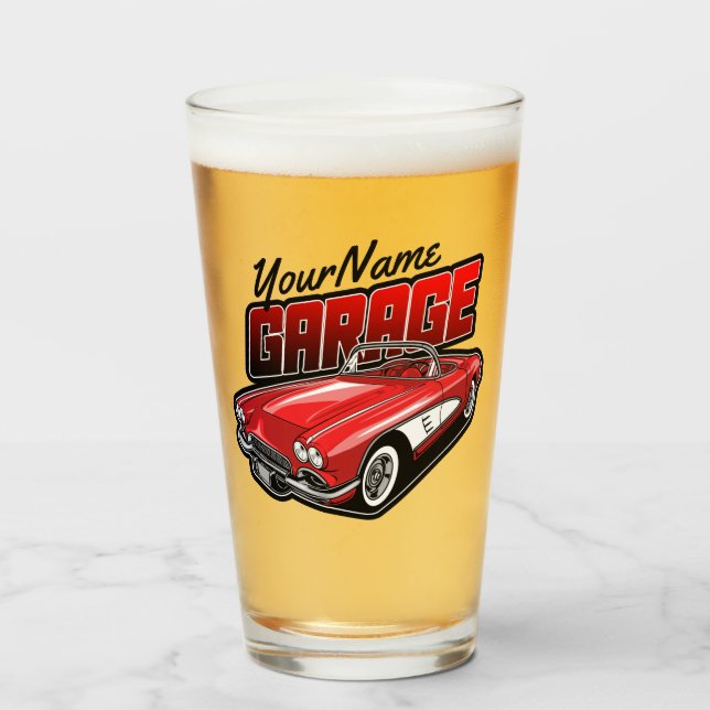 Personalisiert 1961 Red Classic Sports Car Garage Glas (Vorne (Gefüllt))