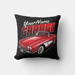 Personalisiert 1961 Red Classic Sports Car Garage Kissen