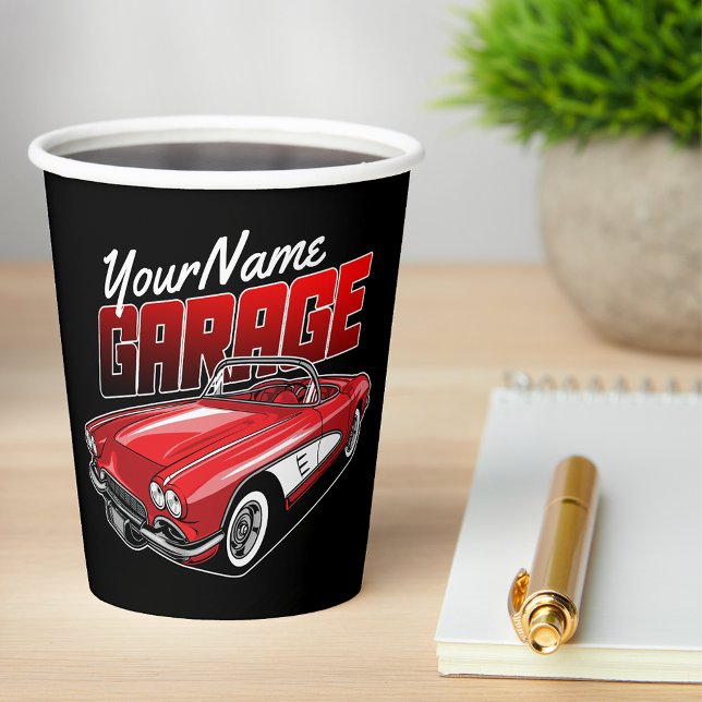 Personalisiert 1961 Red Classic Sports Car Garage Pappbecher (Von Creator hochgeladen)