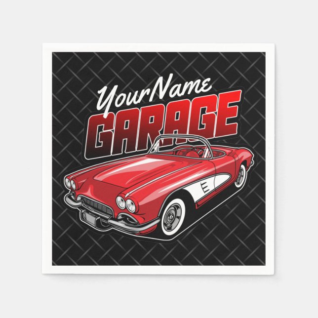 Personalisiert 1961 Red Classic Sports Car Garage Serviette (Vorderseite)