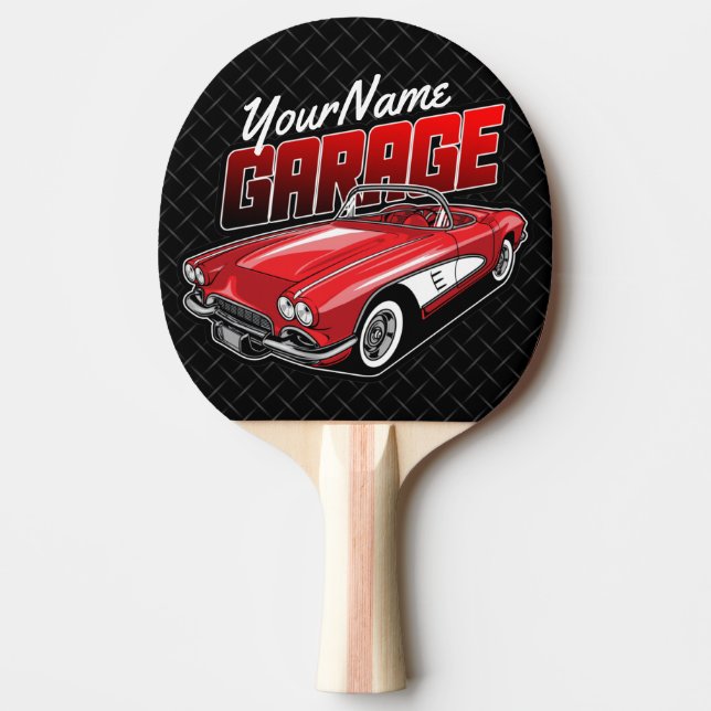 Personalisiert 1961 Red Classic Sports Car Garage Tischtennis Schläger (Vorderseite)