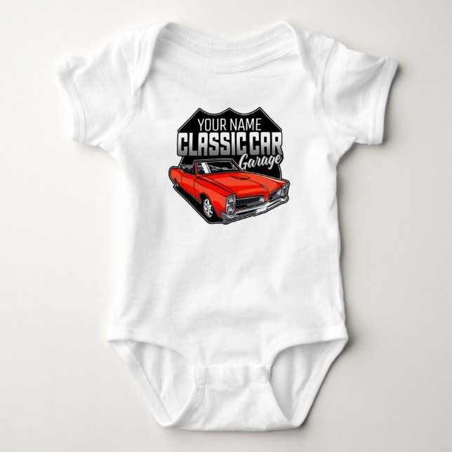 Personalisiert 1966 Konvertible Classic Car Garage Baby Strampler (Vorderseite)