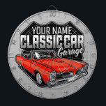 Personalisiert 1966 Konvertible Classic Car Garage Dartscheibe<br><div class="desc">Personalisiert 1966 Red Classic Muscle Car Garage Design - Mit einer hellen roten,  heißen Konvertible Ziege - Mit Ihrem Namen und individuellem Text anpassen!</div>