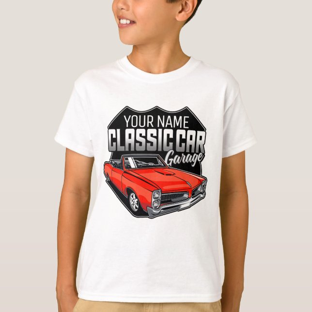 Personalisiert 1966 Konvertible Classic Car Garage T-Shirt (Vorderseite)