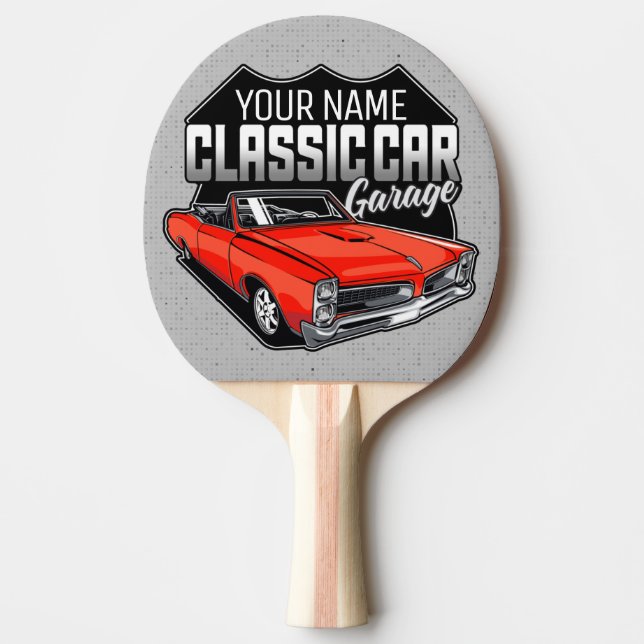 Personalisiert 1966 Konvertible Classic Car Garage Tischtennis Schläger (Vorderseite)