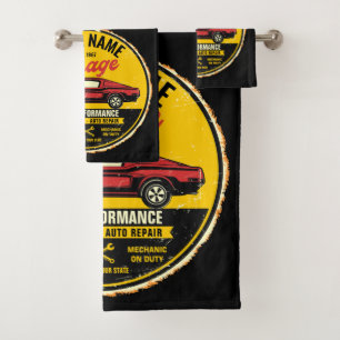 Personalisiert 1967 Fastback Red Classic Car Garag Badhandtuch Set