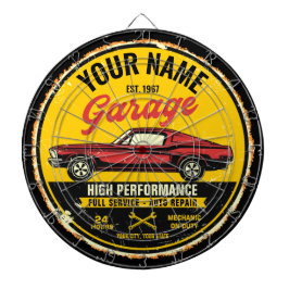 Personalisiert 1967 Fastback Red Classic Car Garag Dartscheibe