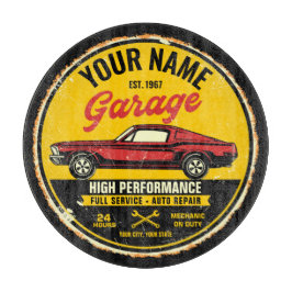 Personalisiert 1967 Fastback Red Classic Car Garag Schneidebrett