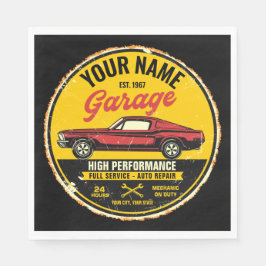 Personalisiert 1967 Fastback Red Classic Car Garag Serviette