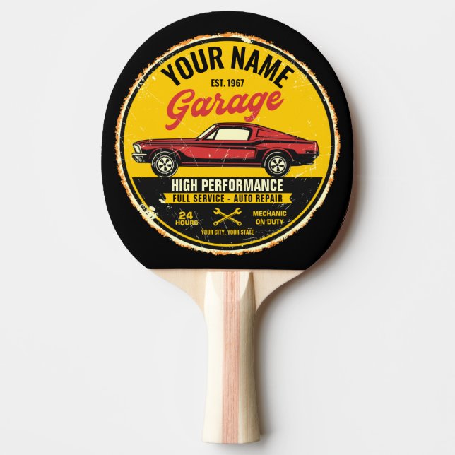 Personalisiert 1967 Fastback Red Classic Car Garag Tischtennis Schläger (Vorderseite)