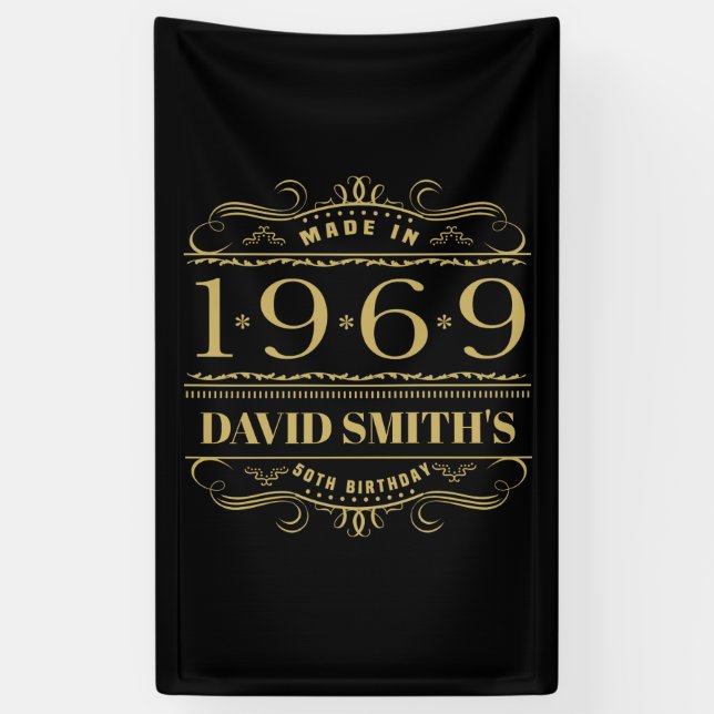 Personalisiert 1969 50. Geburtstag Banner (Vertikal)