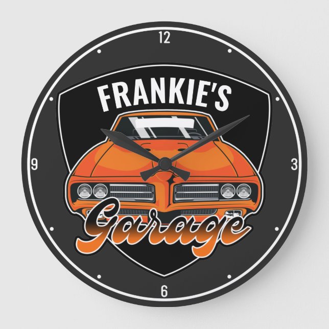 Personalisiert 1969 Ram Air 400 Muscle Car Garage Große Wanduhr (Vorderseite)