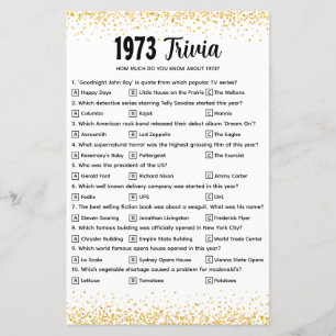Personalisiert 1973 Trivia Quiz für Goldene Hochze