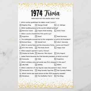 Personalisiert 1974 Trivia Quiz für Goldene Hochze