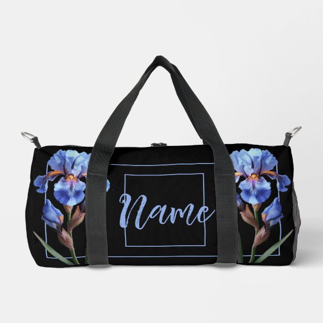 Personalisiert 19" Duffle Bag - Blue Iris Blume (Vorderseite)