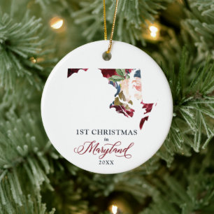 Personalisiert 1. Weihnachten in Maryland Staat MD Keramik Ornament