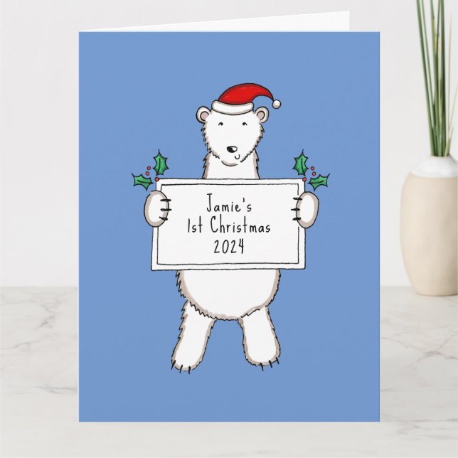 Personalisiert 1. Weihnachtsbärchen Karte (Vorderseite)