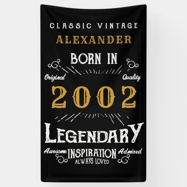 Personalisiert 2002 21. Geburtstag Name Legendär h Banner (Vertikal)