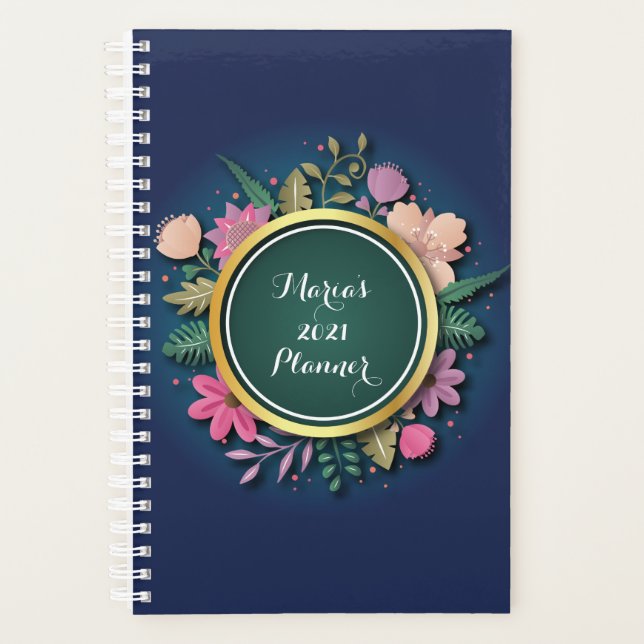 Personalisiert 2021 Blumenplaner Planer (Vorderseite)