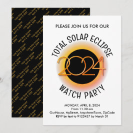Personalisiert 2024 INSGESAMT SOLAR ECLIPSE Einladung