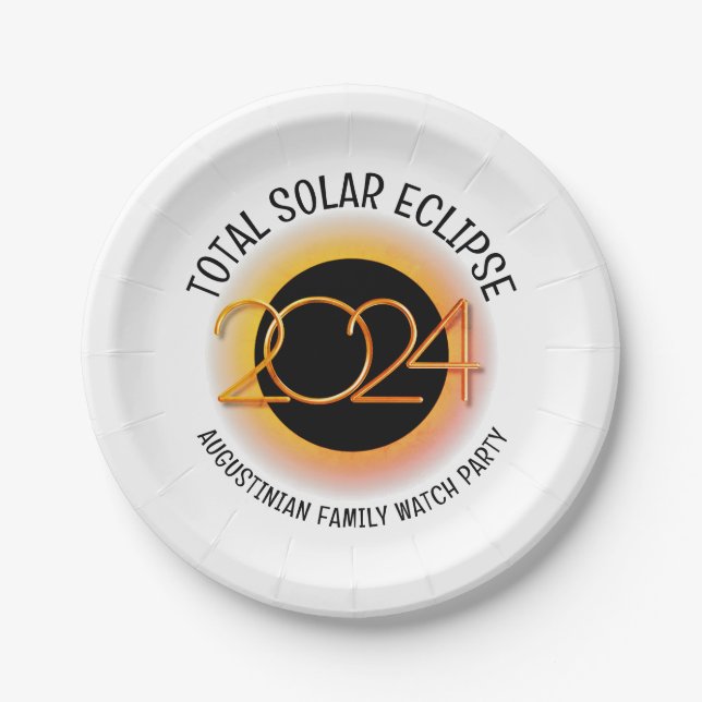 Personalisiert 2024 INSGESAMT SOLAR ECLIPSE Pappteller (Vorderseite)