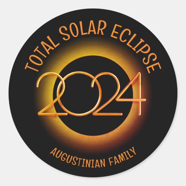 Personalisiert 2024 INSGESAMT SOLAR ECLIPSE Runder Aufkleber (Vorderseite)