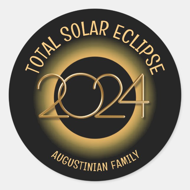 Personalisiert 2024 INSGESAMT SOLAR ECLIPSE Runder Aufkleber (Vorderseite)