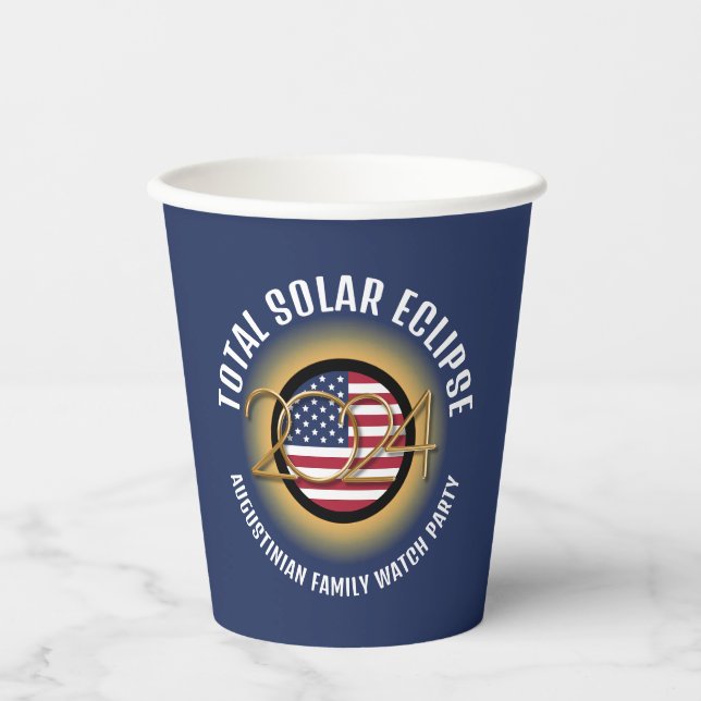 Personalisiert 2024 INSGESAMT SOLAR ECLIPSE USA Pappbecher (Vorderseite)